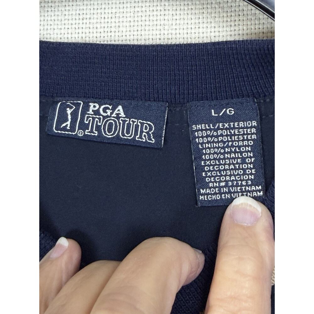 PGA Tour Golf Windbreaker Men’s Size Large Blue Pullover V Neck Lined Jacket - Picture 10 of 12